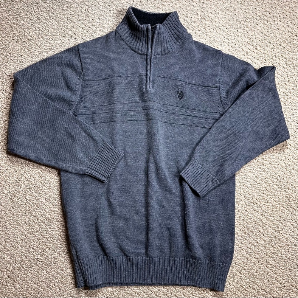 Vintage US‎ Polo Assn Men's Gray Half-Zip Sweater Sz S